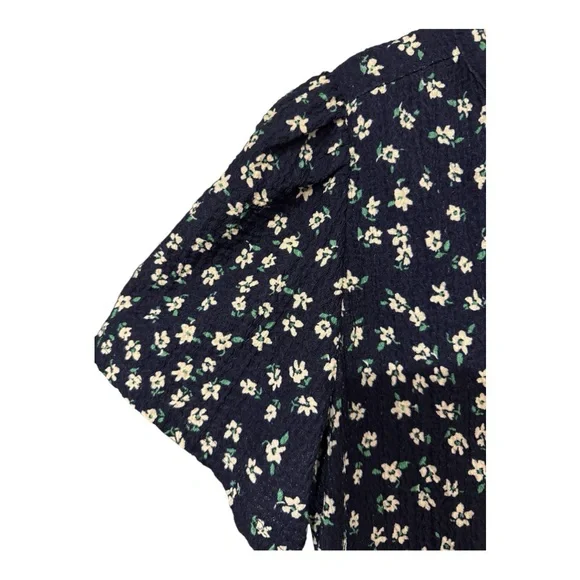 LOFT Navy and White Fitted Buttoned Blouse - Picture 6 of 8